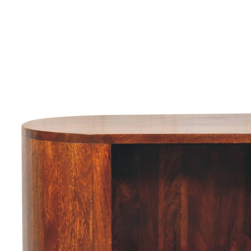 Chestnut Solid Wood Oval Accent Cabinet with One Drawer - 30-inch