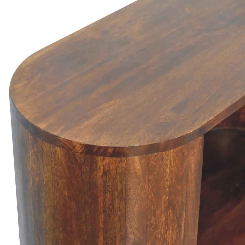 Chestnut Solid Wood Oval Accent Cabinet with One Drawer - 30-inch