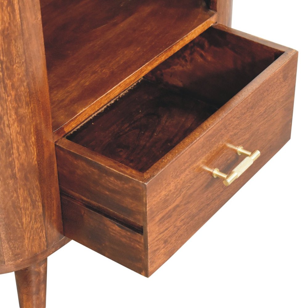 Chestnut Solid Wood Oval Accent Cabinet with One Drawer - 30-inch
