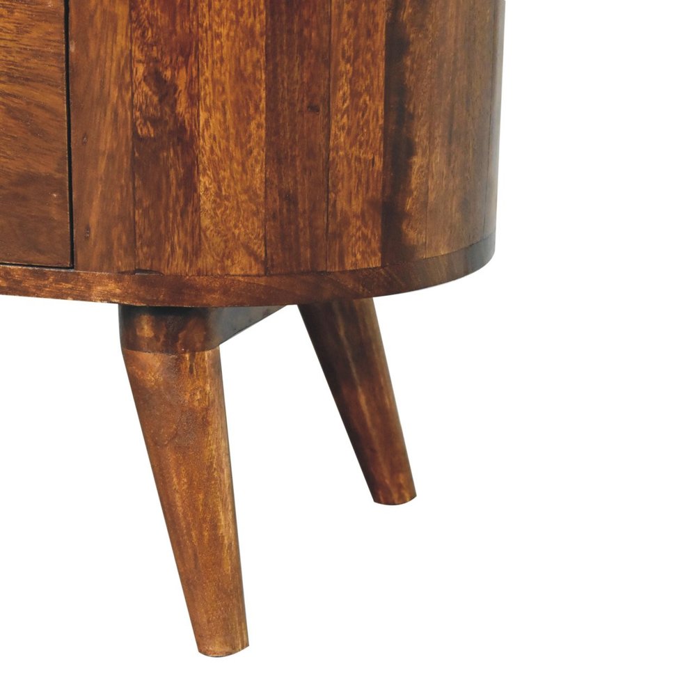 Chestnut Solid Wood Oval Accent Cabinet with One Drawer - 30-inch