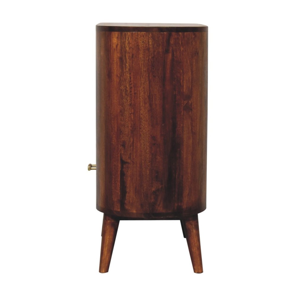 Chestnut Solid Wood Oval Accent Cabinet with One Drawer - 30-inch