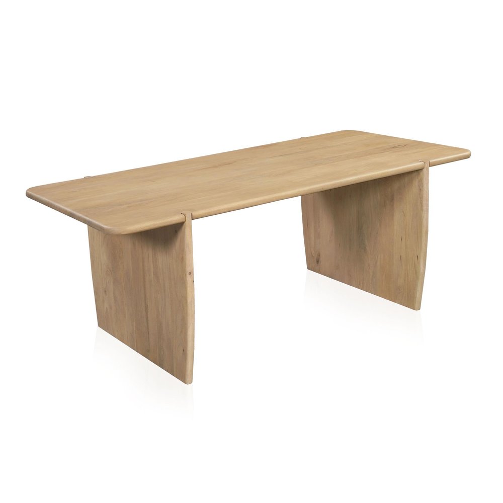 Natural Wood Double Pedestal Base Dining Table - 80-inch
