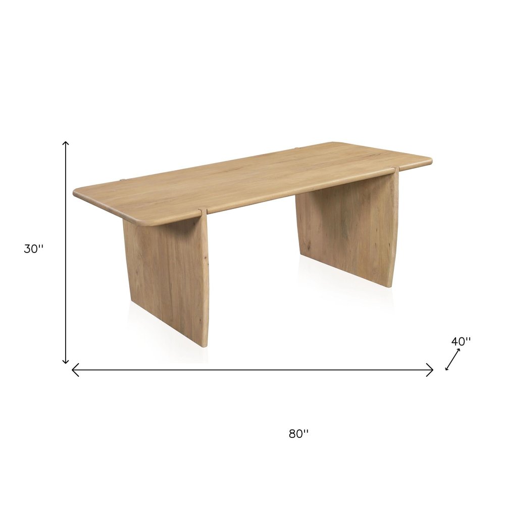 Natural Wood Double Pedestal Base Dining Table - 80-inch