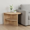Natural Solid Wood Block End Table with Shelf - 22-inch