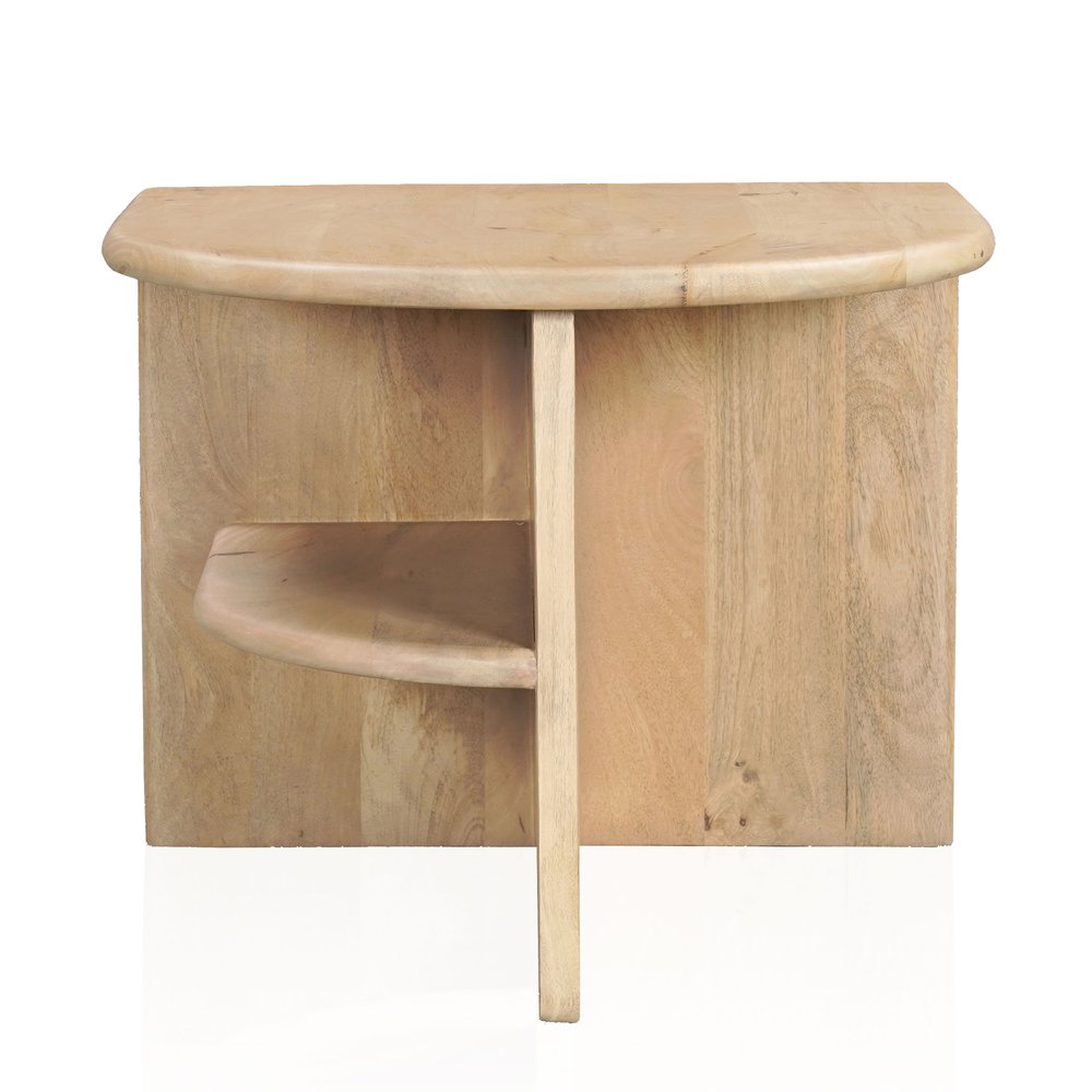 Natural Solid Wood Block End Table with Shelf - 22-inch