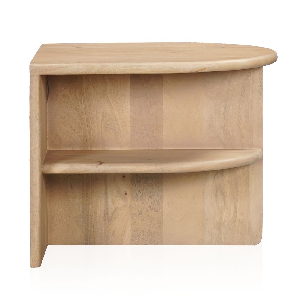 Natural Solid Wood Block End Table with Shelf - 22-inch