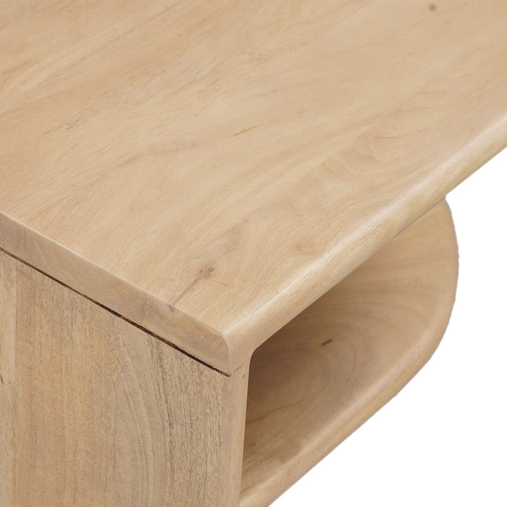 Natural Solid Wood Block End Table with Shelf - 22-inch