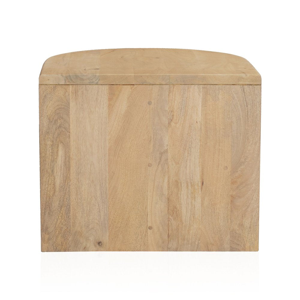 Natural Solid Wood Block End Table with Shelf - 22-inch