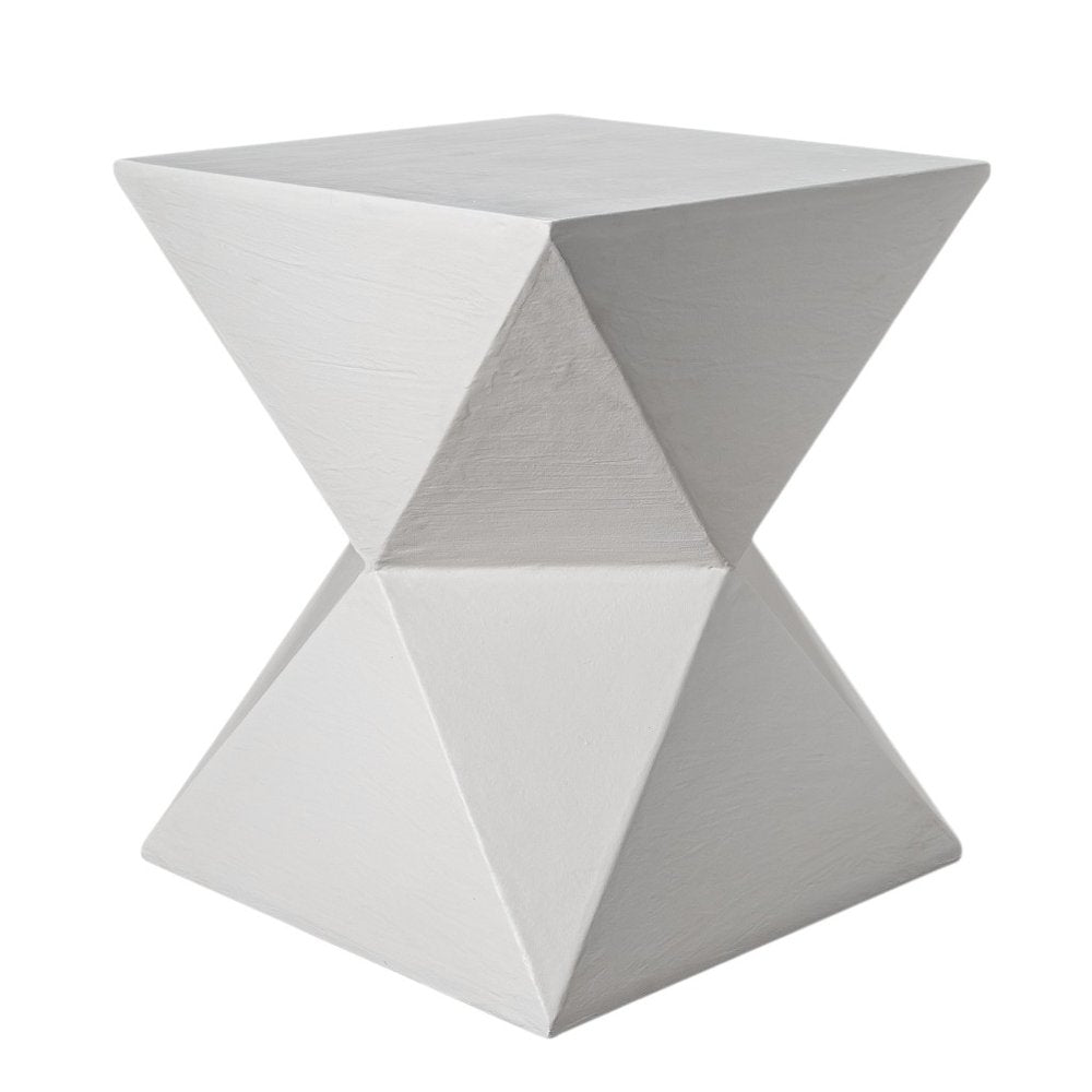 White Lime Plaster Square End Table - 19-inch