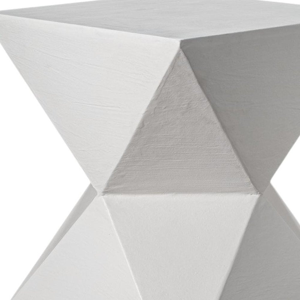 White Lime Plaster Square End Table - 19-inch