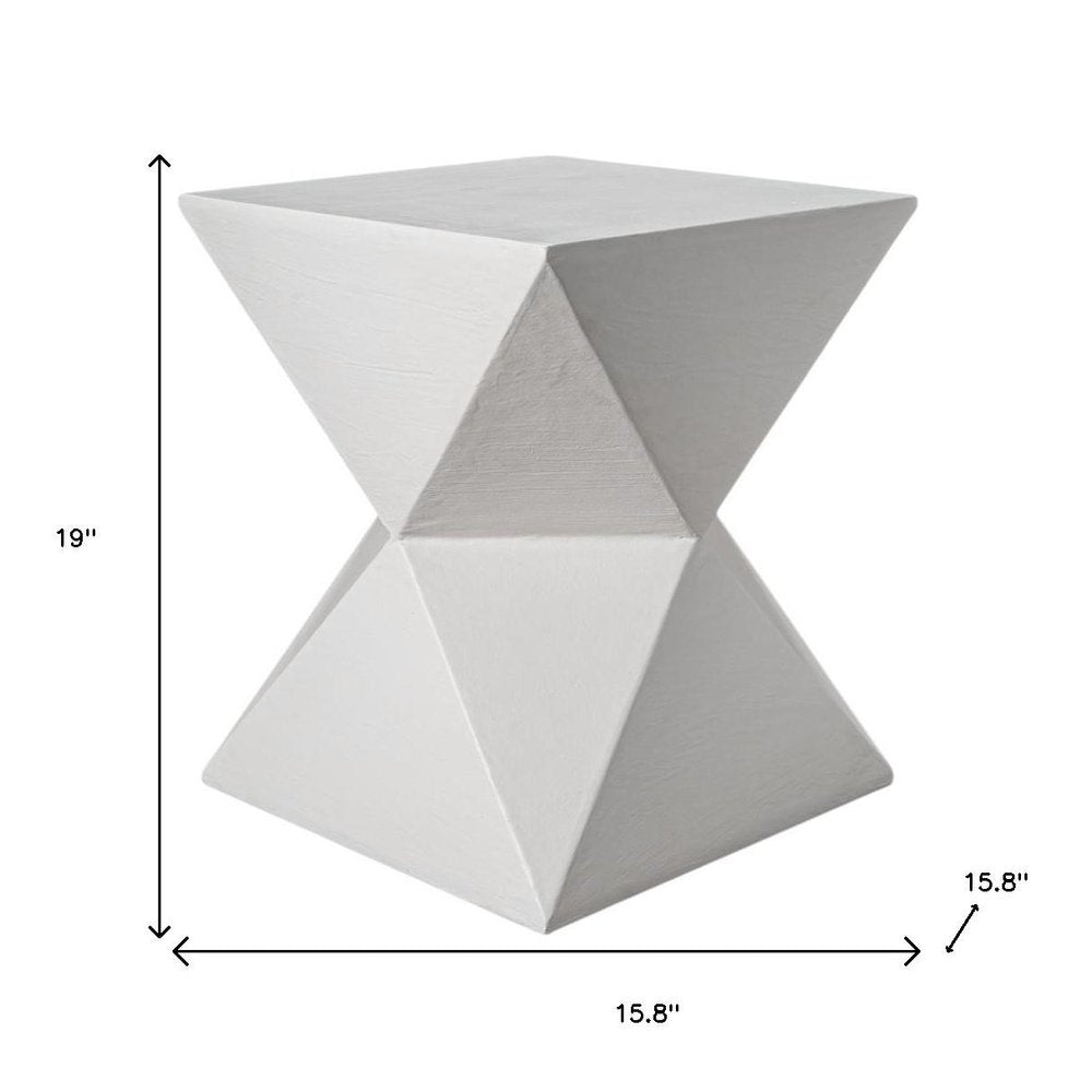 White Lime Plaster Square End Table - 19-inch