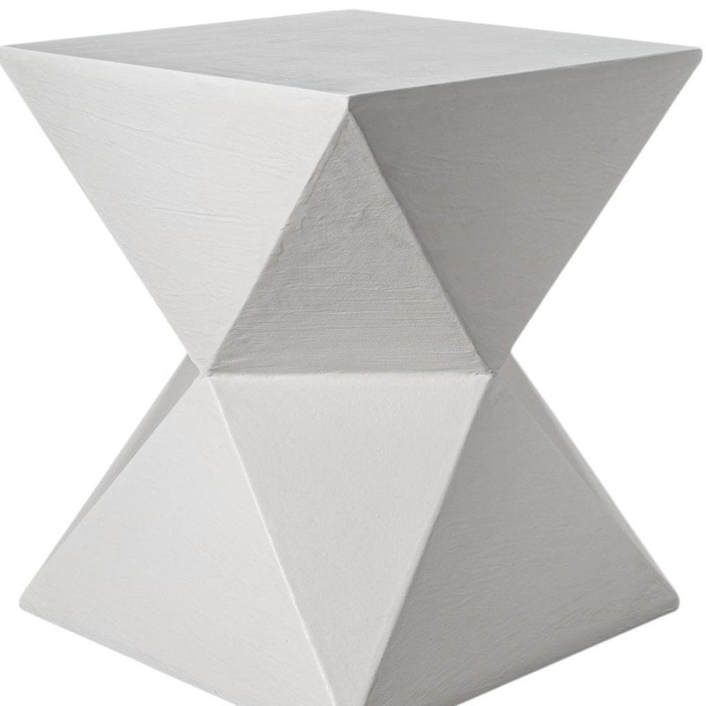 White Lime Plaster Square End Table - 19-inch