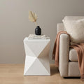 White Lime Plaster Square End Table - 19-inch