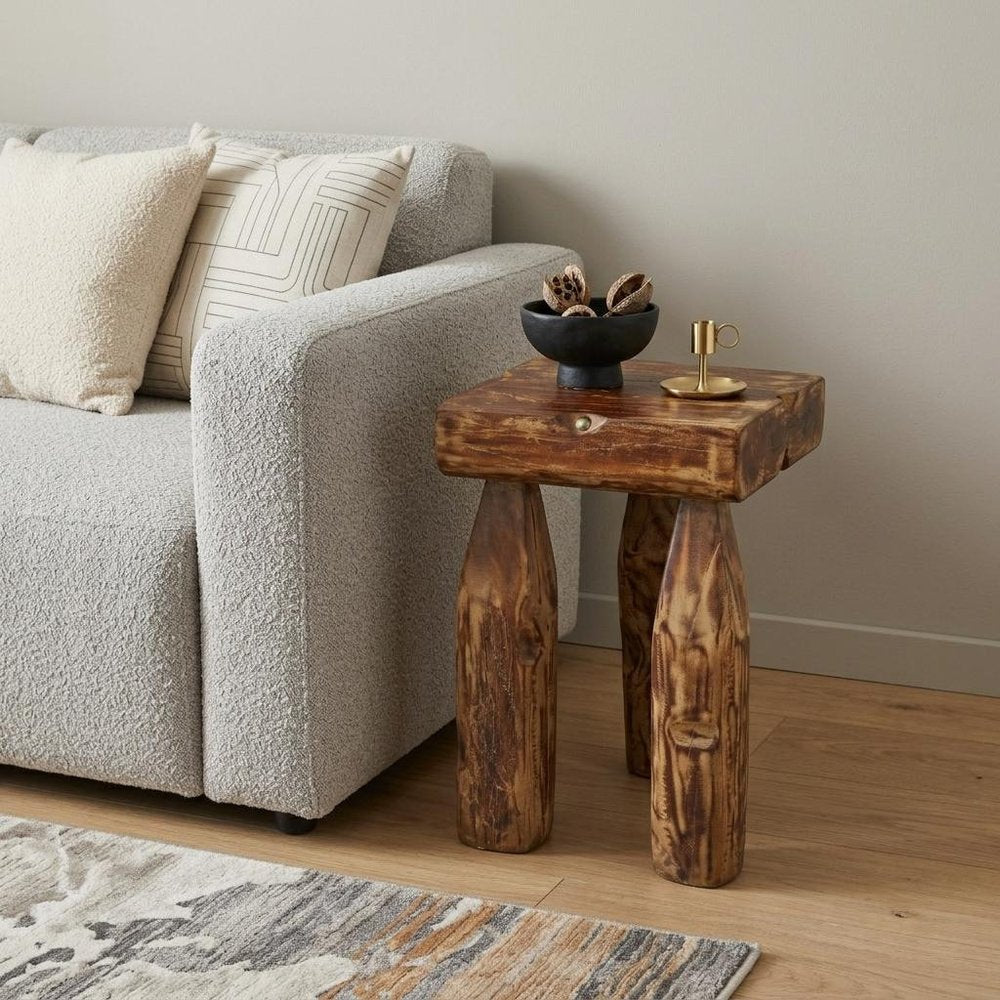 Brown Distressed Reclaimed Wood Square End Table - 24-inch