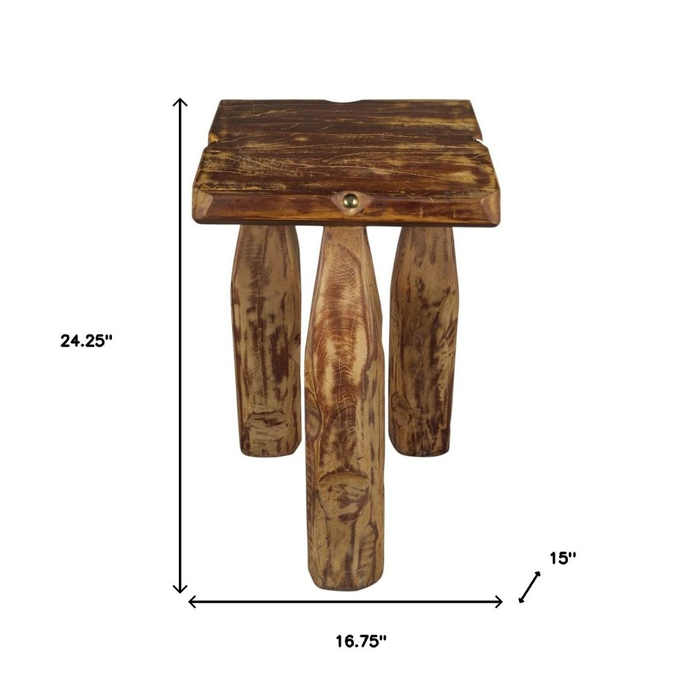 Brown Distressed Reclaimed Wood Square End Table - 24-inch