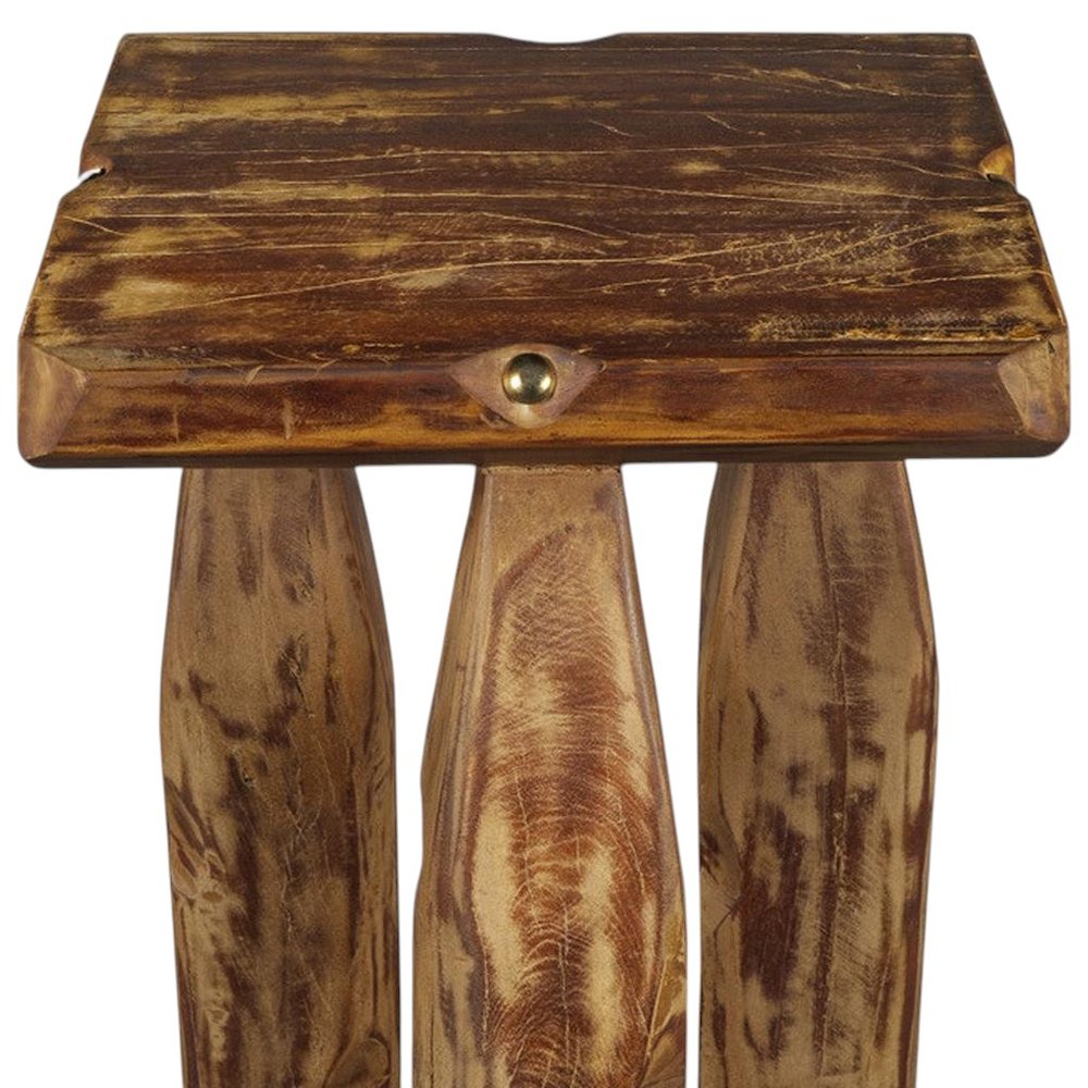 Brown Distressed Reclaimed Wood Square End Table - 24-inch