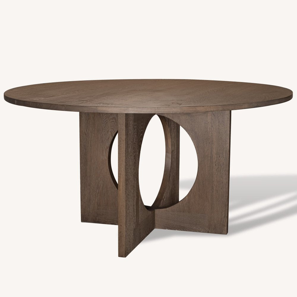 Natural Solid Wood Pedestal Base Round Top Dining Table - 60-inch