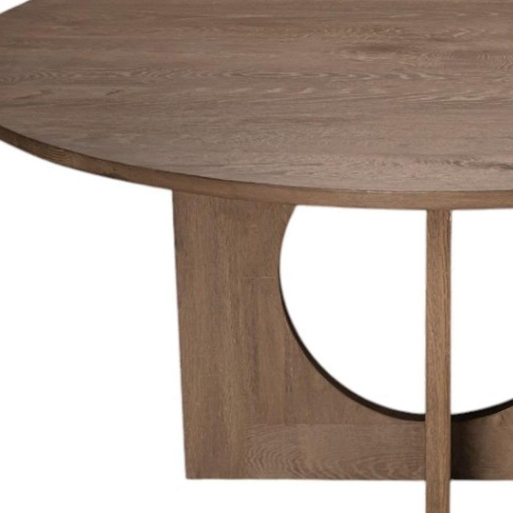 Natural Solid Wood Pedestal Base Round Top Dining Table - 60-inch