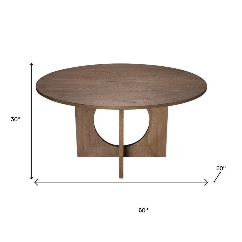 Natural Solid Wood Pedestal Base Round Top Dining Table - 60-inch