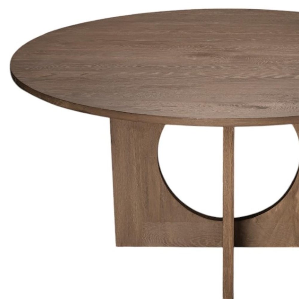 Natural Solid Wood Pedestal Base Round Top Dining Table - 60-inch