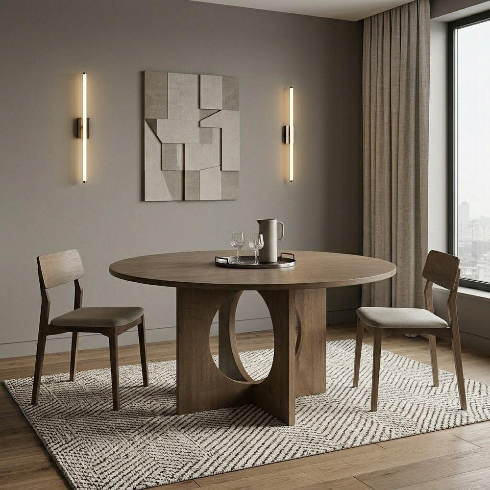 Natural Solid Wood Pedestal Base Round Top Dining Table - 60-inch