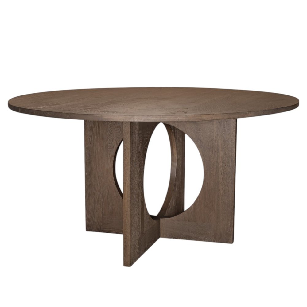 Natural Solid Wood Pedestal Base Round Top Dining Table - 60-inch