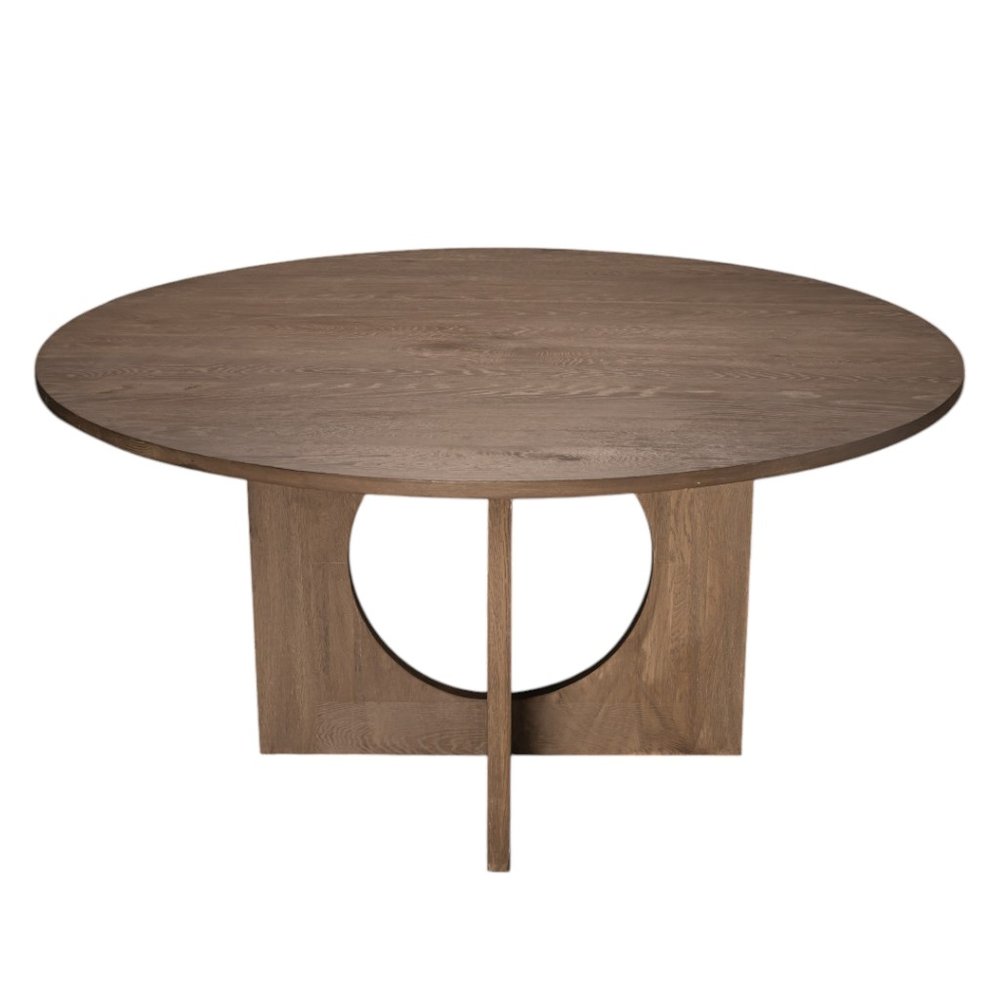 Natural Solid Wood Pedestal Base Round Top Dining Table - 60-inch