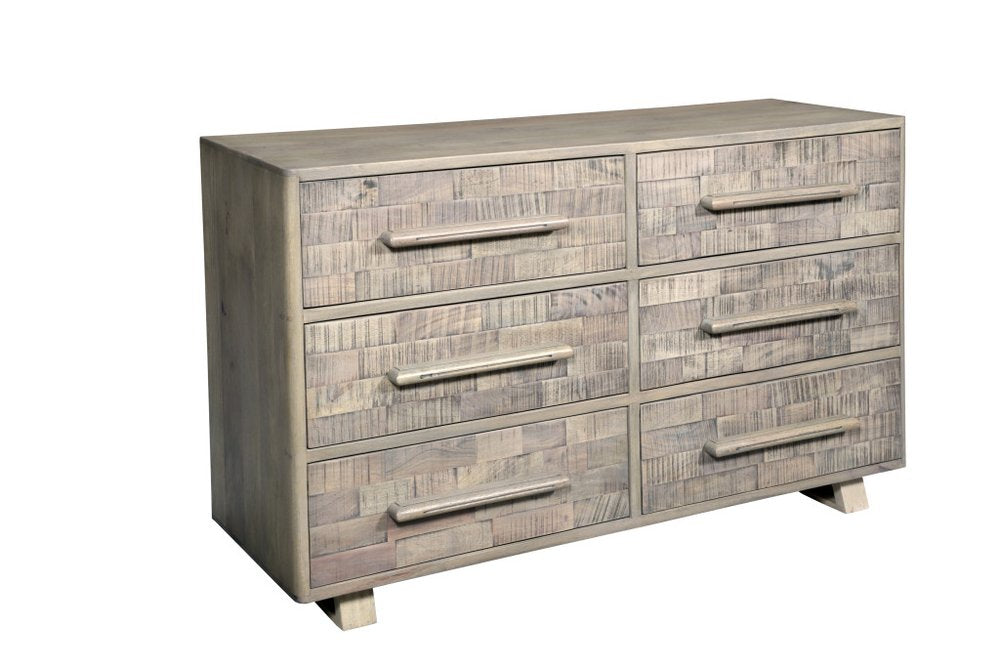 Gray Solid Wood Six Drawer Dresser - 57-inch