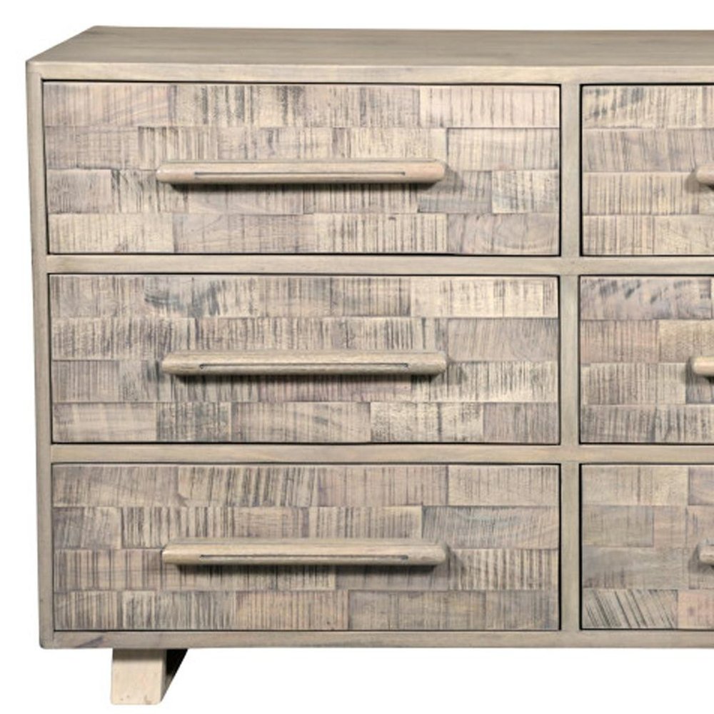 Gray Solid Wood Six Drawer Dresser - 57-inch