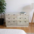 Gray Carved Geometric Solid Wood Six Drawer Dresser - 57-inch