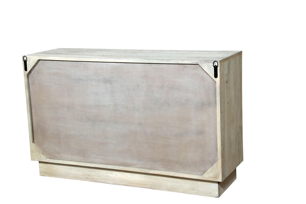 Gray Carved Geometric Solid Wood Six Drawer Dresser - 57-inch