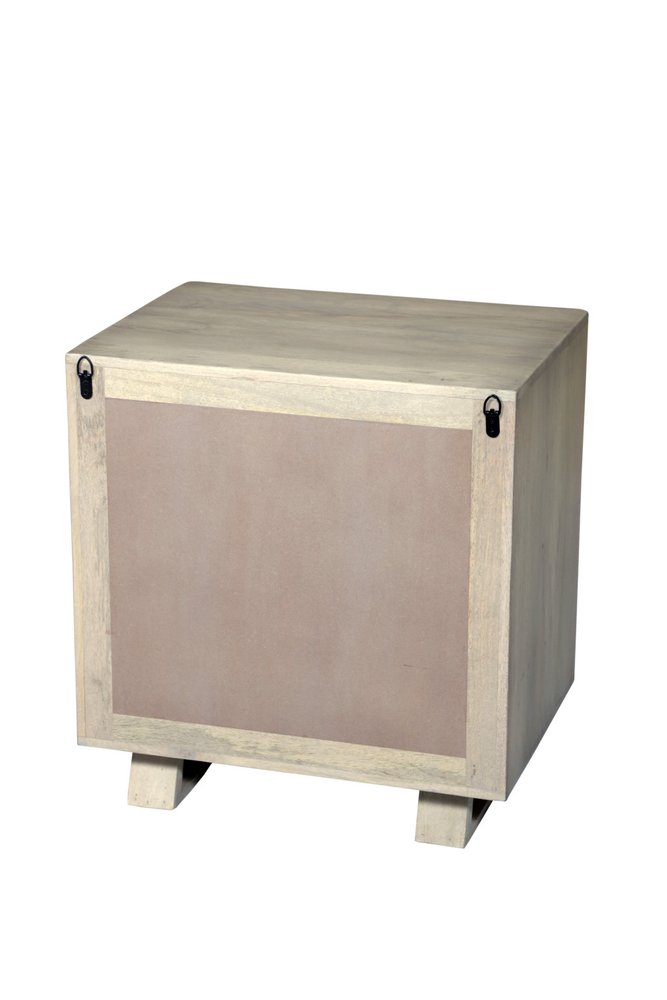 Gray Solid Wood Carved Geometric Two Drawer Nightstand - 26-inch