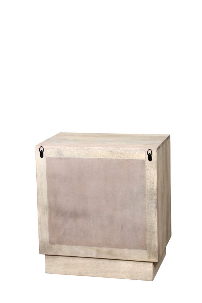 Gray Solid Wood Carved Abstract Two Drawer Nightstand - 26-inch