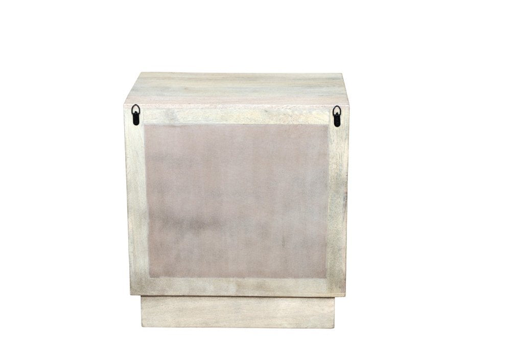 Gray Solid Wood Carved Abstract Two Drawer Nightstand - 26-inch