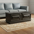Dark Brown Solid Wood Storage Ottoman - 52-inch