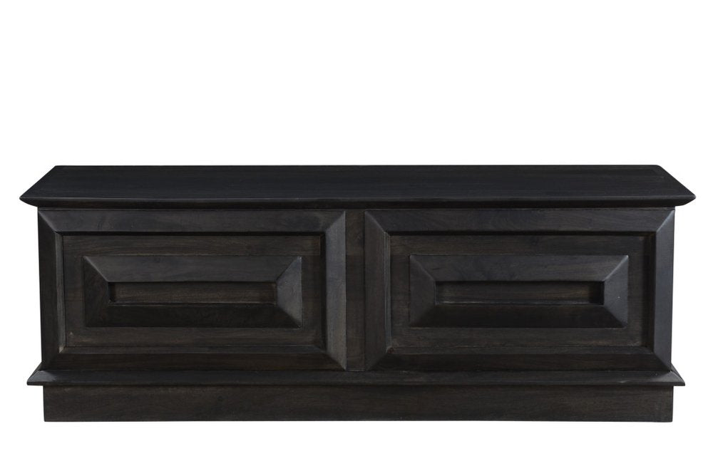 Dark Brown Solid Wood Storage Ottoman - 52-inch