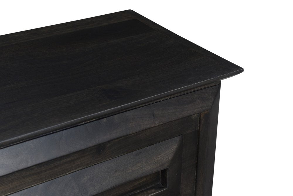 Dark Brown Solid Wood Storage Ottoman - 52-inch