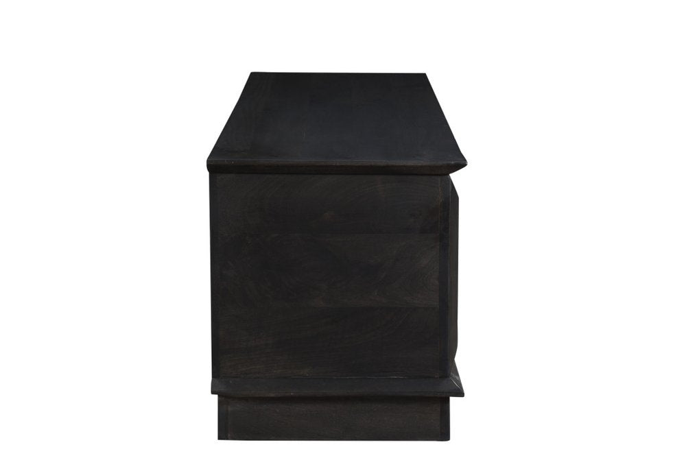 Dark Brown Solid Wood Storage Ottoman - 52-inch