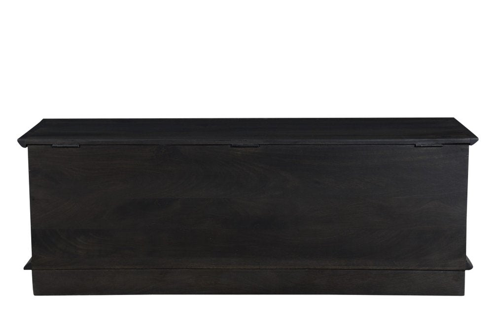 Dark Brown Solid Wood Storage Ottoman - 52-inch