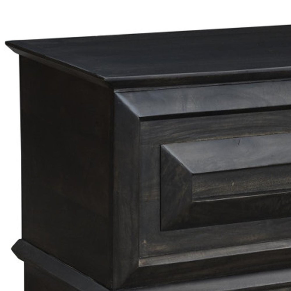 Dark Brown Solid Wood Storage Ottoman - 52-inch