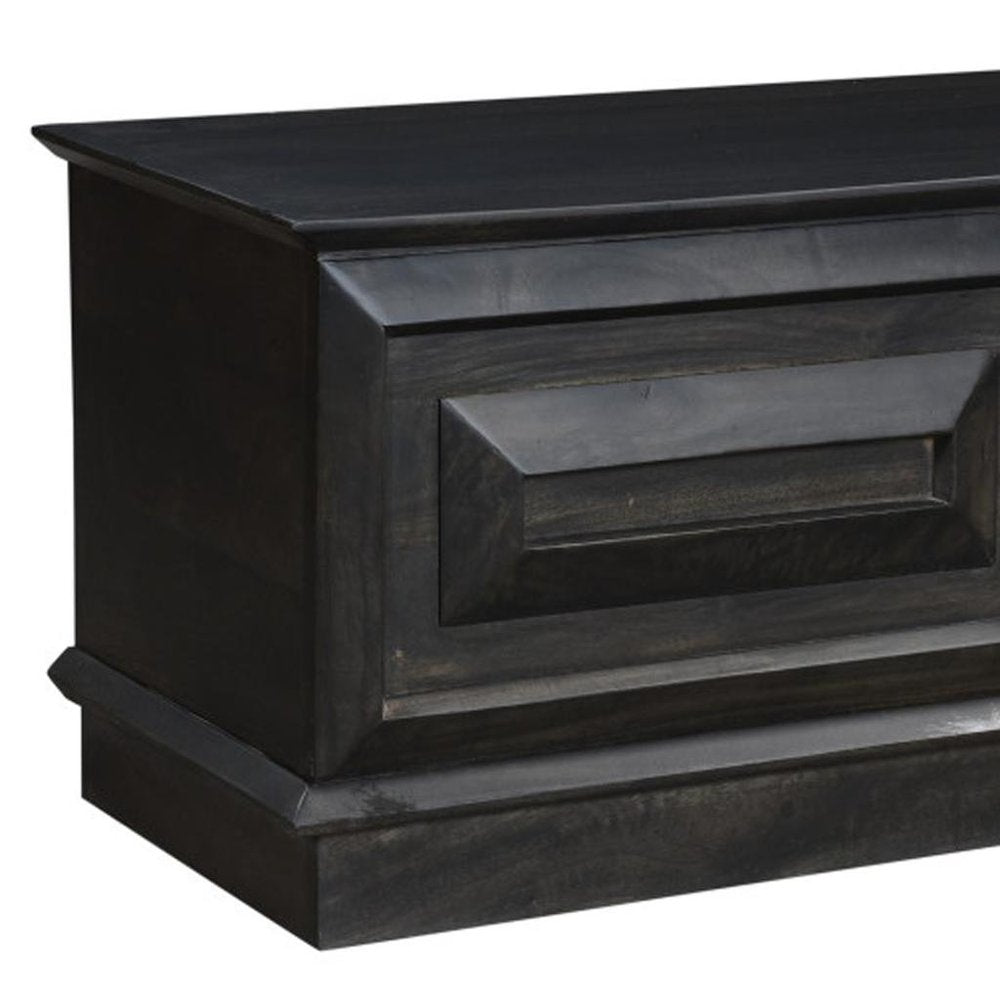 Dark Brown Solid Wood Storage Ottoman - 52-inch