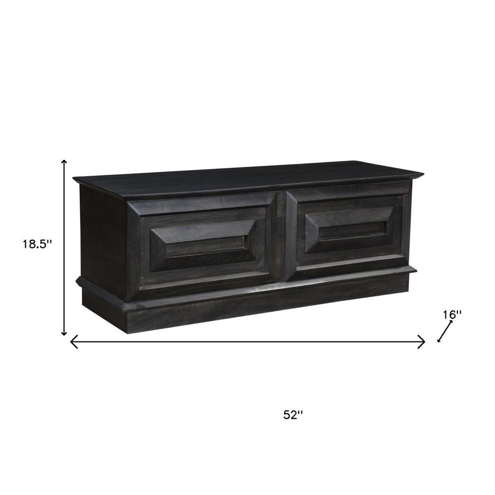 Dark Brown Solid Wood Storage Ottoman - 52-inch