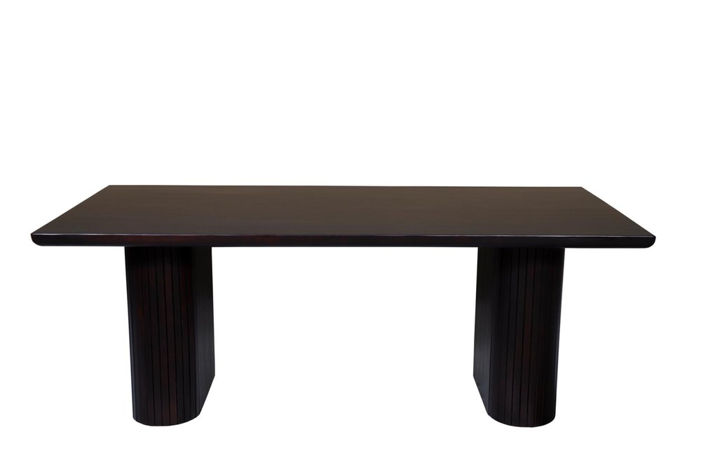 Dark Brown Wood Double Pedestal Base Dining Table - 82-inch