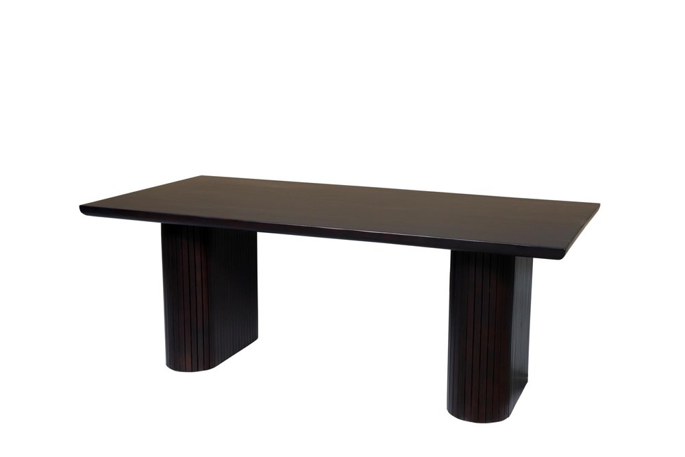 Dark Brown Wood Double Pedestal Base Dining Table - 82-inch