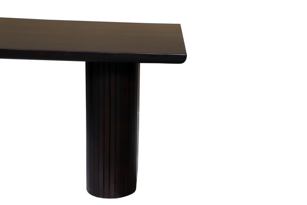 Dark Brown Wood Double Pedestal Base Dining Table - 82-inch