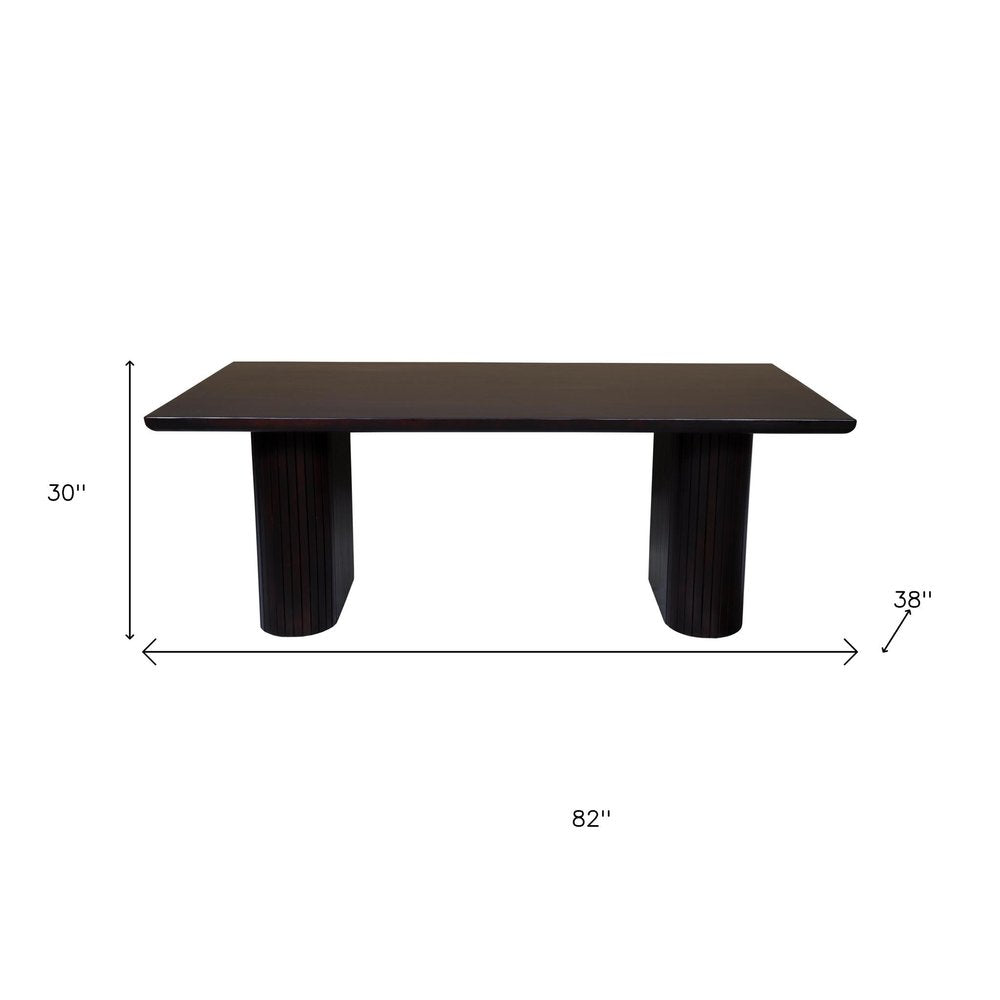 Dark Brown Wood Double Pedestal Base Dining Table - 82-inch