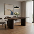 Dark Brown Wood Double Pedestal Base Dining Table - 82-inch