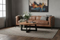 Brown and Black Solid Wood and Iron Round Cross Legs Coffee Table