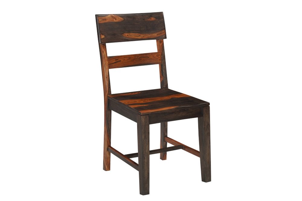 Seven Piece Brown Solid Wood Dining Set with Six Chairs and One Bench