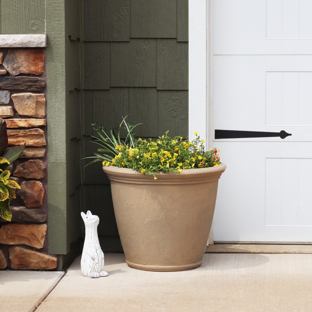 Beige Heavy Duty Plastic Round Pot Planter - 20 X 24-inch